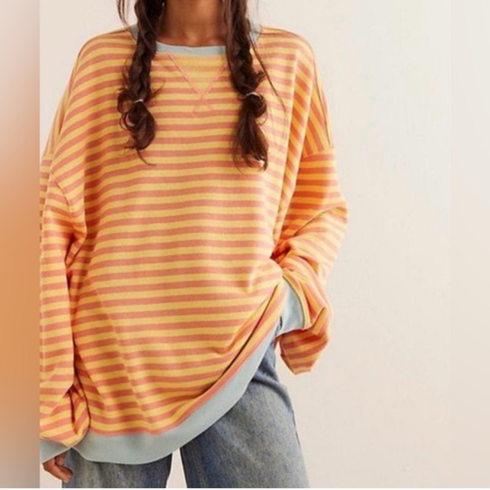 ❌SOLD❌NWT Free People We The Free Yellow and Orange Classic Striped - Picture 1 of 6